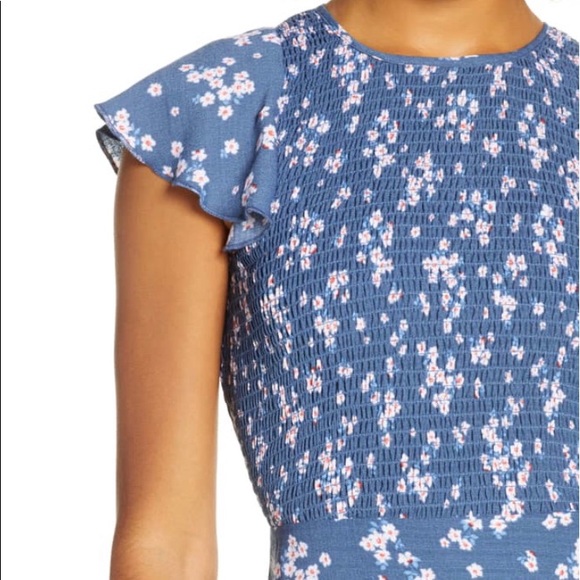 Ali & Jay Smocked Floral Midi Dress blue size Large - Picture 4 of 15